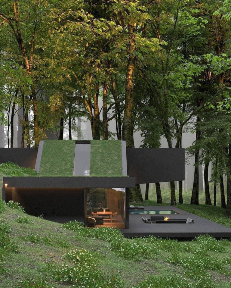 Turf Roofed Forest House